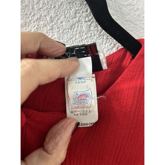 Vintage Scarlett Union Tag Ribbed Long Sleeve Red Dress Size 1 Bodycon USA Made - Picture 7 of 16